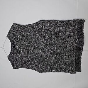 Woo knit textured pullover marble black white soft sweater vest sz Medium